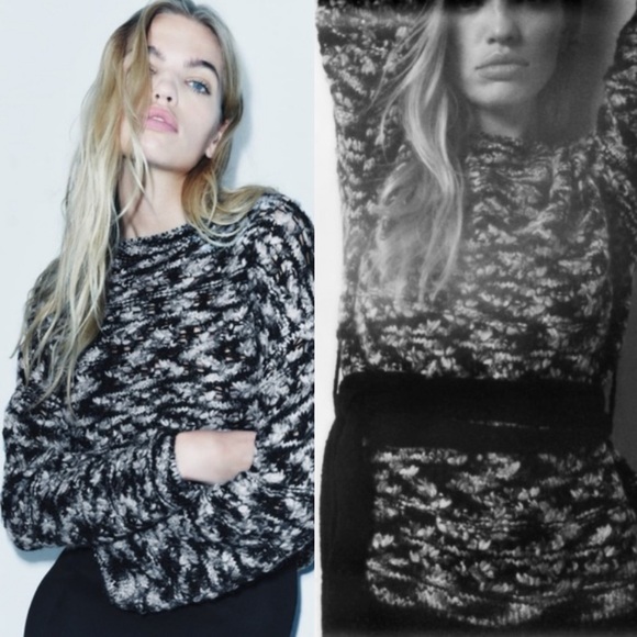 🖤 ZARA GREY BLACK CHUNKY KNIT PERFORATED BELTED SWEATER! - Picture 9 of 16